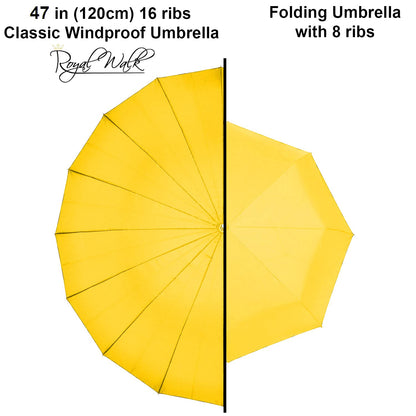 Royal Walk Windproof Large Umbrella for Rain 54 Inch Automatic Open for 2 Persons Wind Resistant Big Golf Umbrellas for Adult Men Women Classic Wooden Handle Fast Drying Strong 16 Ribs Travel 120cm