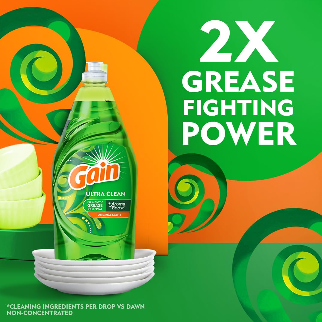 Gain Ultra Dishwashing Liquid Dish Soap, Original Scent, 38 fl oz