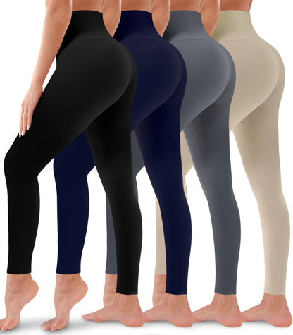 4 Pack Leggings for Women Butt Lift High Waisted Tummy Control No See-Through Yoga Pants Workout Running Leggings