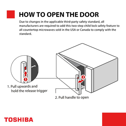 TOSHIBA EM131A5C-SS Countertop Microwave Ovens 1.2 Cu Ft, 12.4" Removable Turntable Smart Humidity Sensor 12 Auto Menus Mute Function ECO Mode Easy Clean Interior, 1100W, Silver