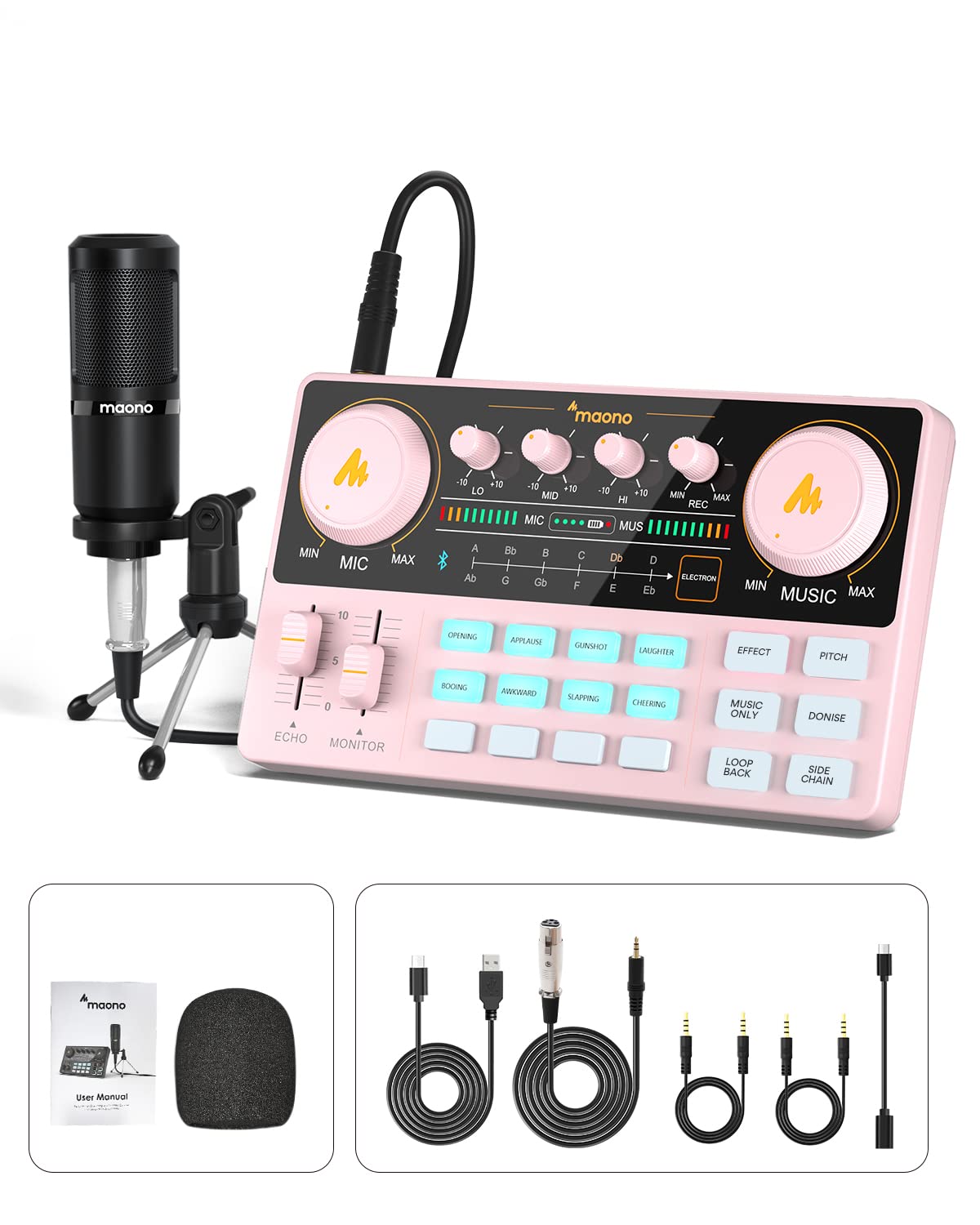 MAONO Podcast Equipment Bundle Audio mixer All-in-One Podcast Production Studio with 3.5mm Microphone for Live Streaming, Podcast Recording, PC, Smartphone, DJ MaonoCaster Lite (AU-AM200-S1)