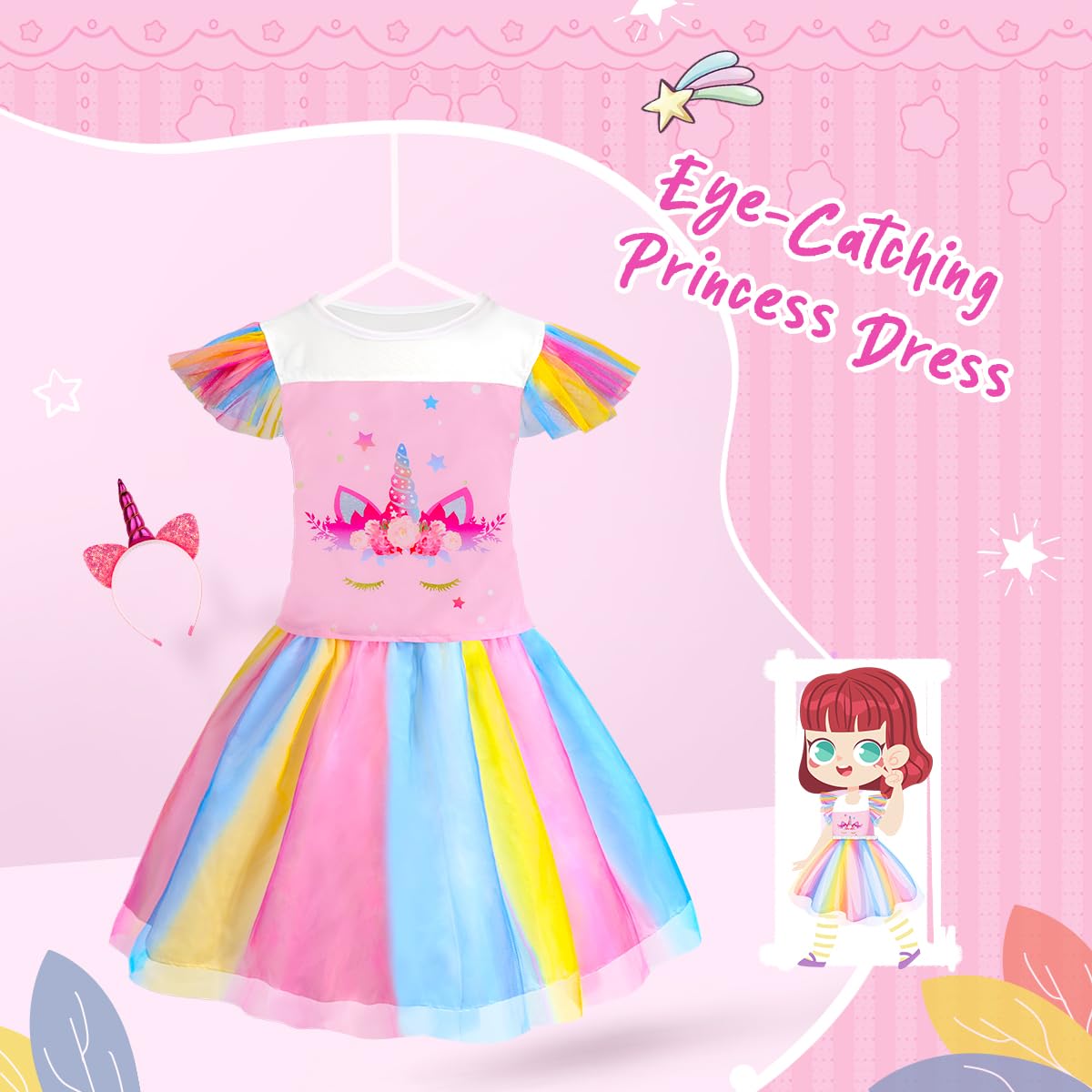 Meland Princess Dress Up - Dress Up Clothes for Girls with Toys Birthday Gift for Toddler Girls 3,4,5,6,7,8 Years