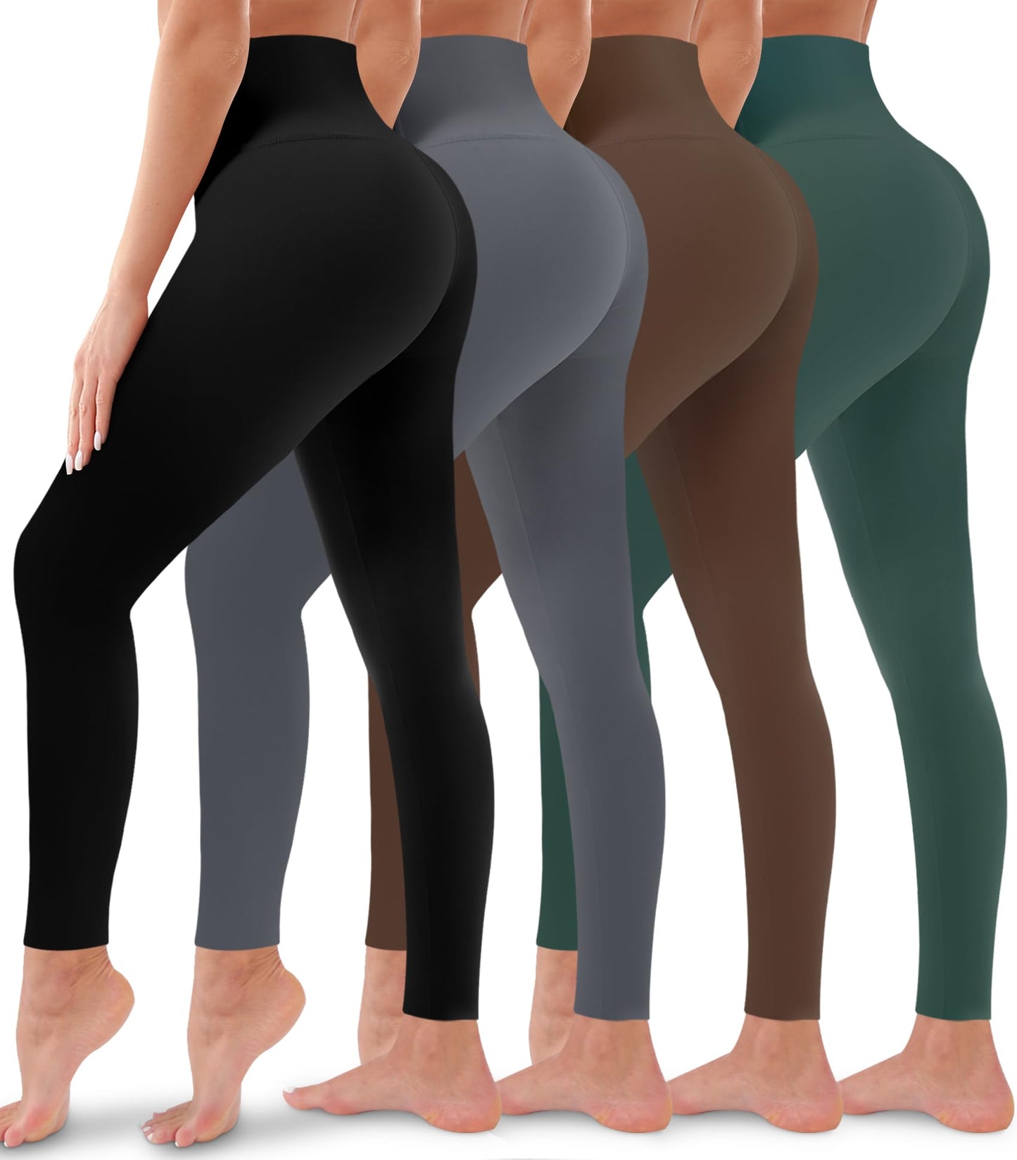 4 Pack Leggings for Women Butt Lift High Waisted Tummy Control No See-Through Yoga Pants Workout Running Leggings