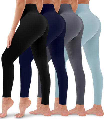 4 Pack Leggings for Women Butt Lift High Waisted Tummy Control No See-Through Yoga Pants Workout Running Leggings