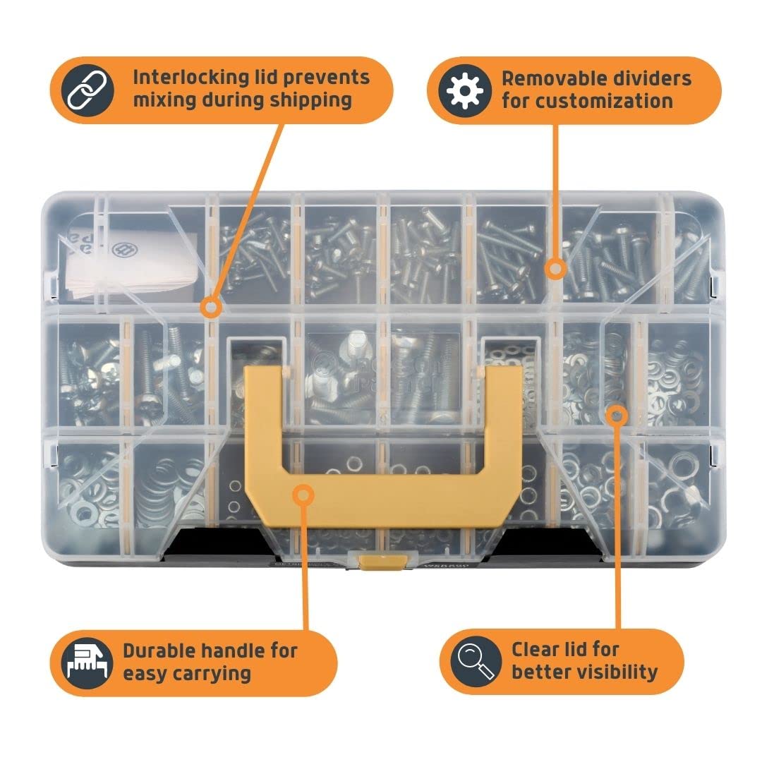 Jackson Palmer 2251 Piece Hardware Assortment Kit with Screws, Nuts, Bolts & Washers (3 Trays)…