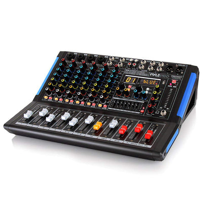 Pyle 4-Channel Bluetooth Studio Audio Mixer-DJ Sound Controller Interface with USB Drive for PC Recording Input, XLR Microphone Jack,48V Power,Input/Output for Professional and Beginners - PMXU46BT