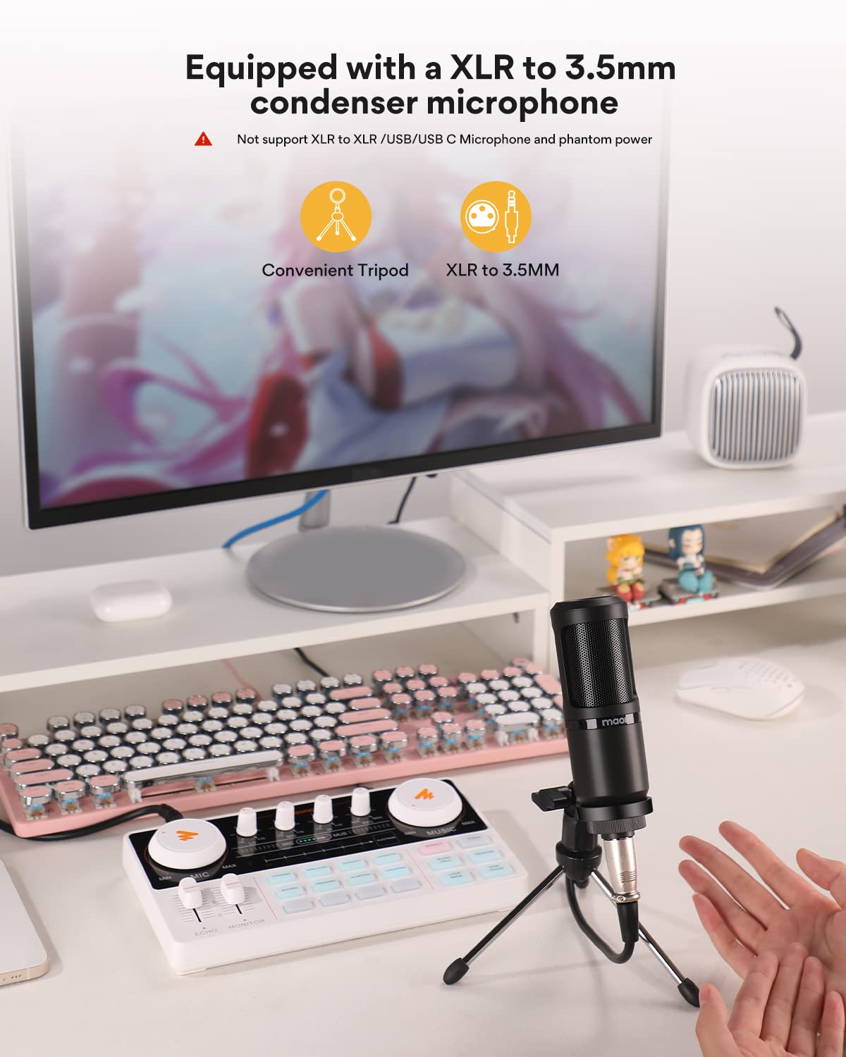 MAONO Podcast Equipment Bundle Audio mixer All-in-One Podcast Production Studio with 3.5mm Microphone for Live Streaming, Podcast Recording, PC, Smartphone, DJ MaonoCaster Lite (AU-AM200-S1)