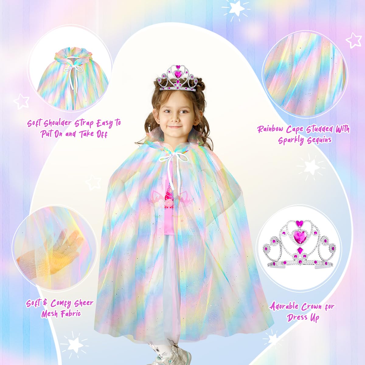 Meland Princess Dress Up - Dress Up Clothes for Girls with Toys Birthday Gift for Toddler Girls 3,4,5,6,7,8 Years