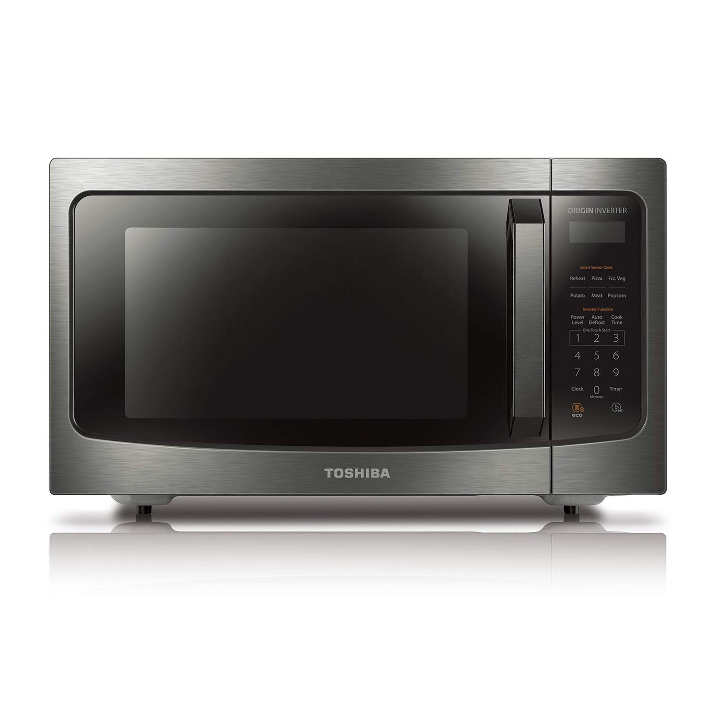 TOSHIBA EM131A5C-SS Countertop Microwave Ovens 1.2 Cu Ft, 12.4" Removable Turntable Smart Humidity Sensor 12 Auto Menus Mute Function ECO Mode Easy Clean Interior, 1100W, Silver