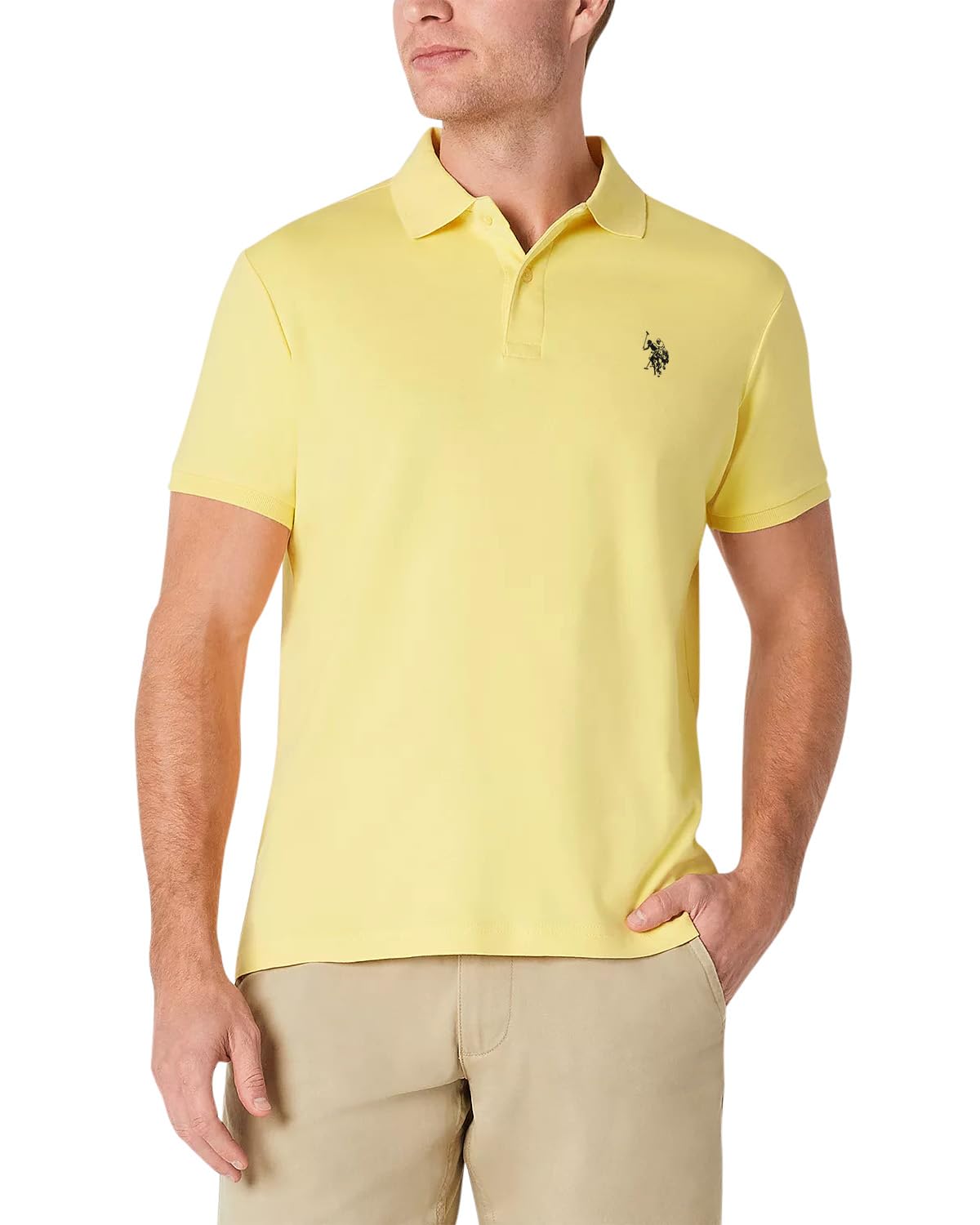 U.S. Polo Assn. Men's Classic Polo Shirt, Two-Button Closure Pique Polo Shirt, Summer Fashion Golf Shirt