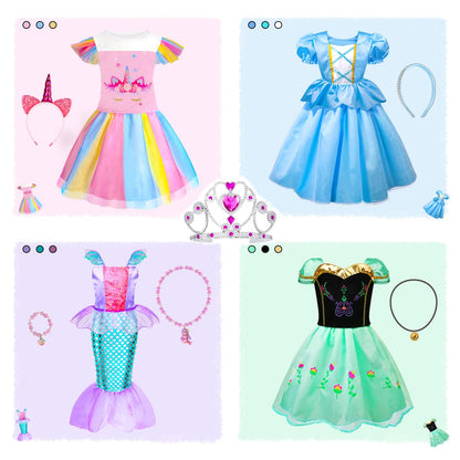 Meland Princess Dress Up - Dress Up Clothes for Girls with Toys Birthday Gift for Toddler Girls 3,4,5,6,7,8 Years