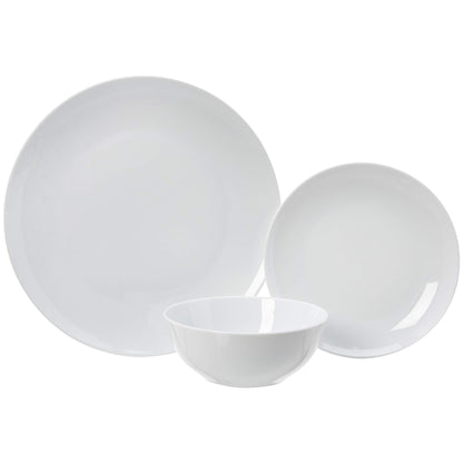 Amazon Basics 18 Pieces Dinnerware Sets, Dishes, Plates and Bowls, Service for 6, Swirl