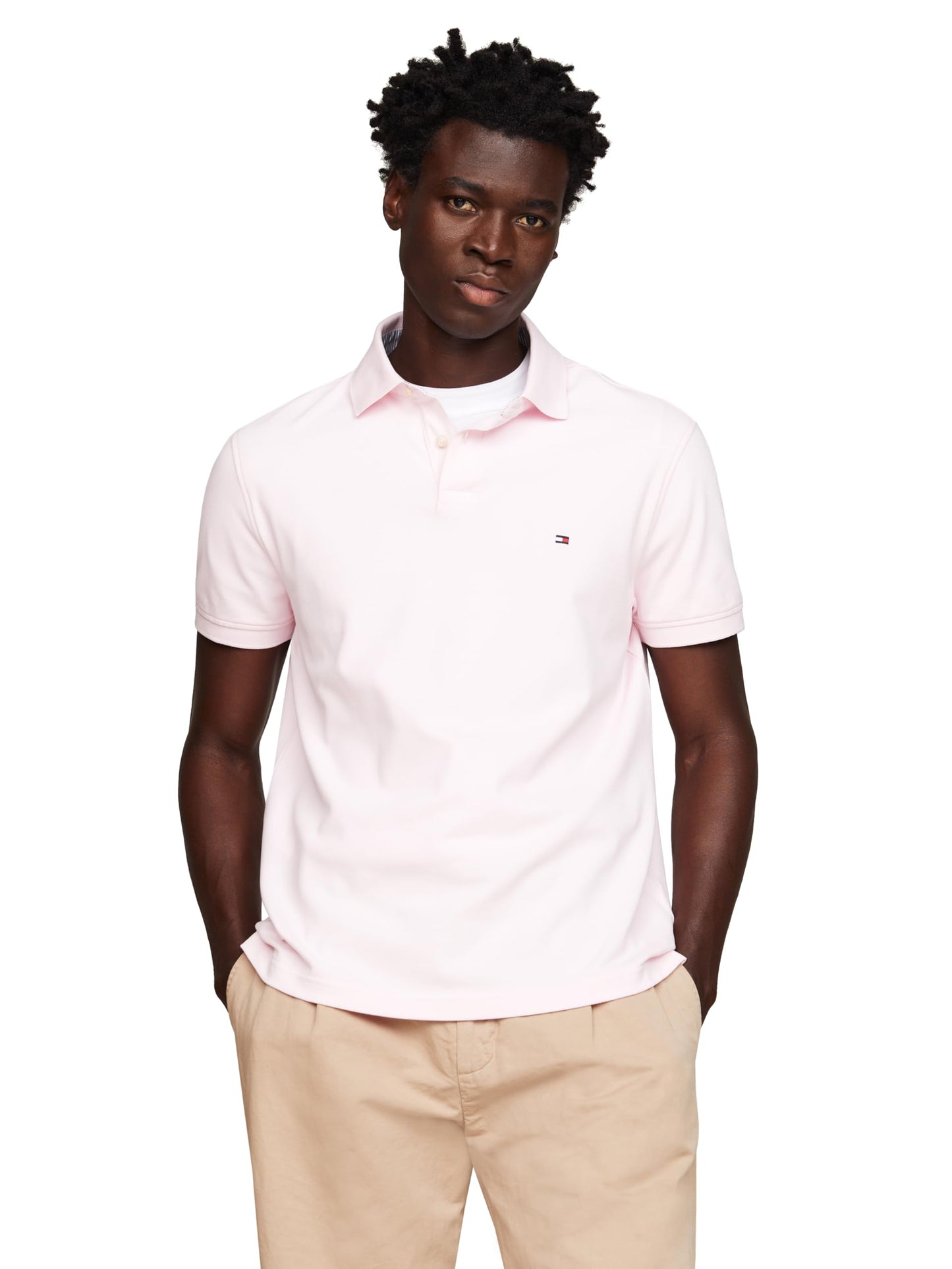 Tommy Hilfiger Men's Short Sleeve Polo Shirts in Slim Fit with Stretch and Organic Pique Cotton