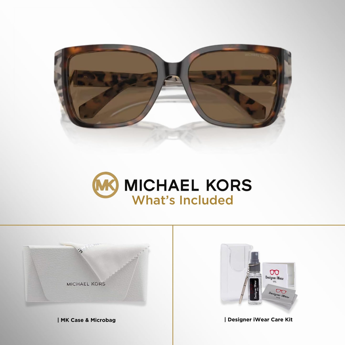 Michael Kors Acadia MK2199 Rectangle Sunglasses for Women + BUNDLE With Designer iWear Complimentary Eyewear Kit