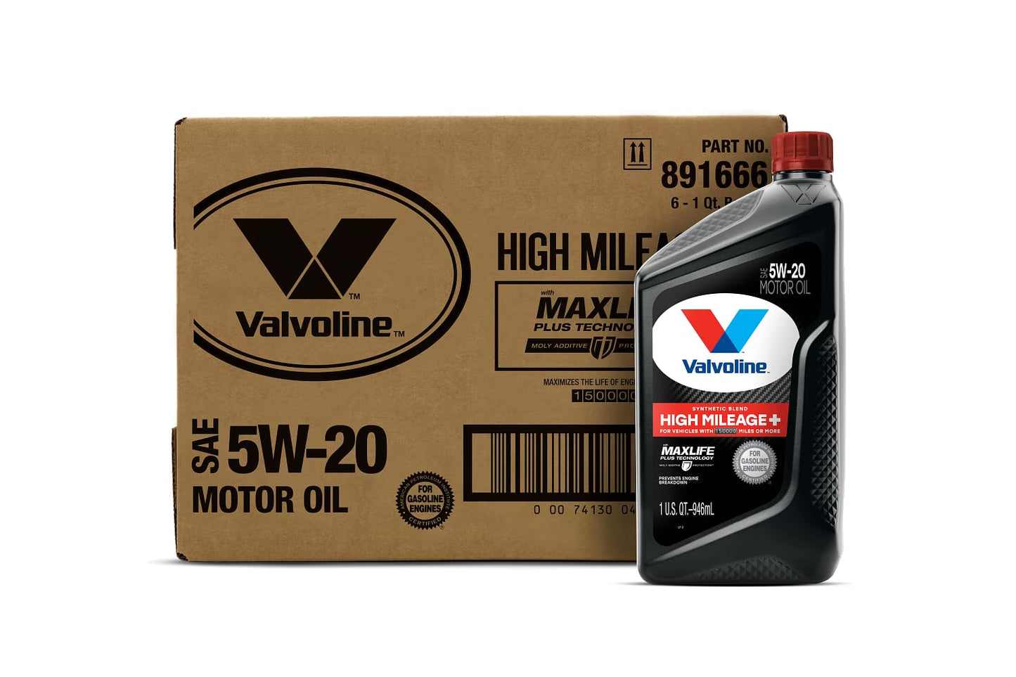 Valvoline High Mileage with MaxLife Technology SAE 5W-30 Synthetic Blend Motor Oil 5 QT