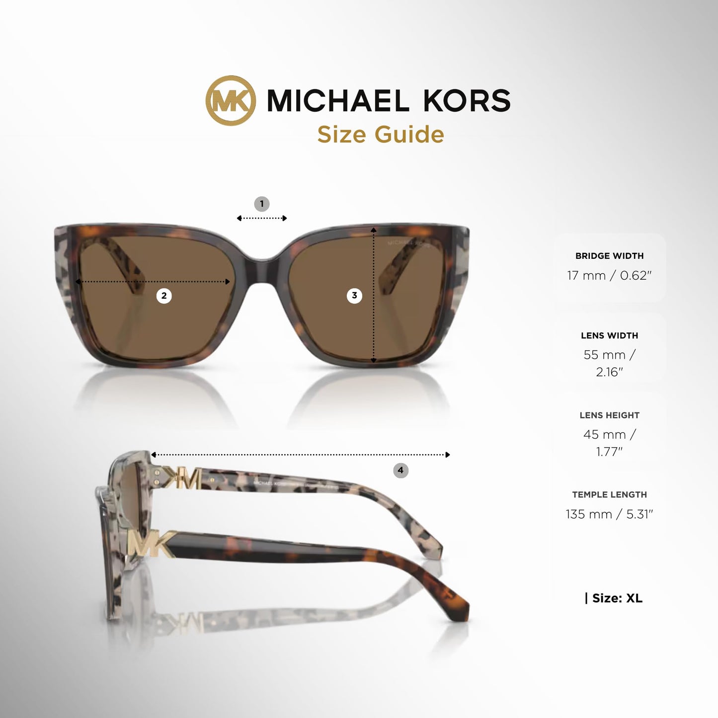 Michael Kors Acadia MK2199 Rectangle Sunglasses for Women + BUNDLE With Designer iWear Complimentary Eyewear Kit