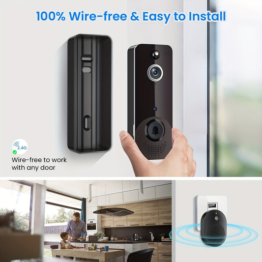 Wireless Smart Doorbell Camera HD Image AI Detection Instant Alerts