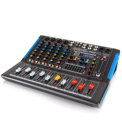 Pyle 4-Channel Bluetooth Studio Audio Mixer-DJ Sound Controller Interface with USB Drive for PC Recording Input, XLR Microphone Jack,48V Power,Input/Output for Professional and Beginners - PMXU46BT