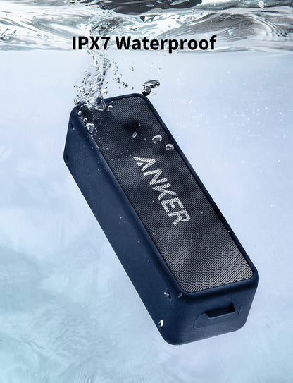 Anker Soundcore 2 Portable Bluetooth Speaker with IPX7 Waterproof, 24-Hour Playtime, Wireless Stereo Pairing, 12W Stereo Sound, Bluetooth 5, Bassup, Electronics for Home, Shower, Outdoors, Travel