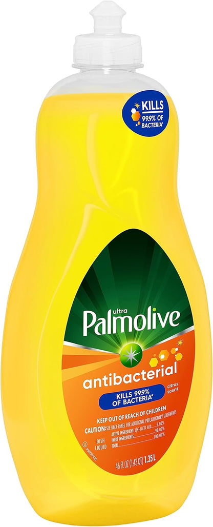 Palmolive Ultra Antibacterial Liquid Dish Soap, Citrus Lemon Scent, 46 Ounce, 1 Pack