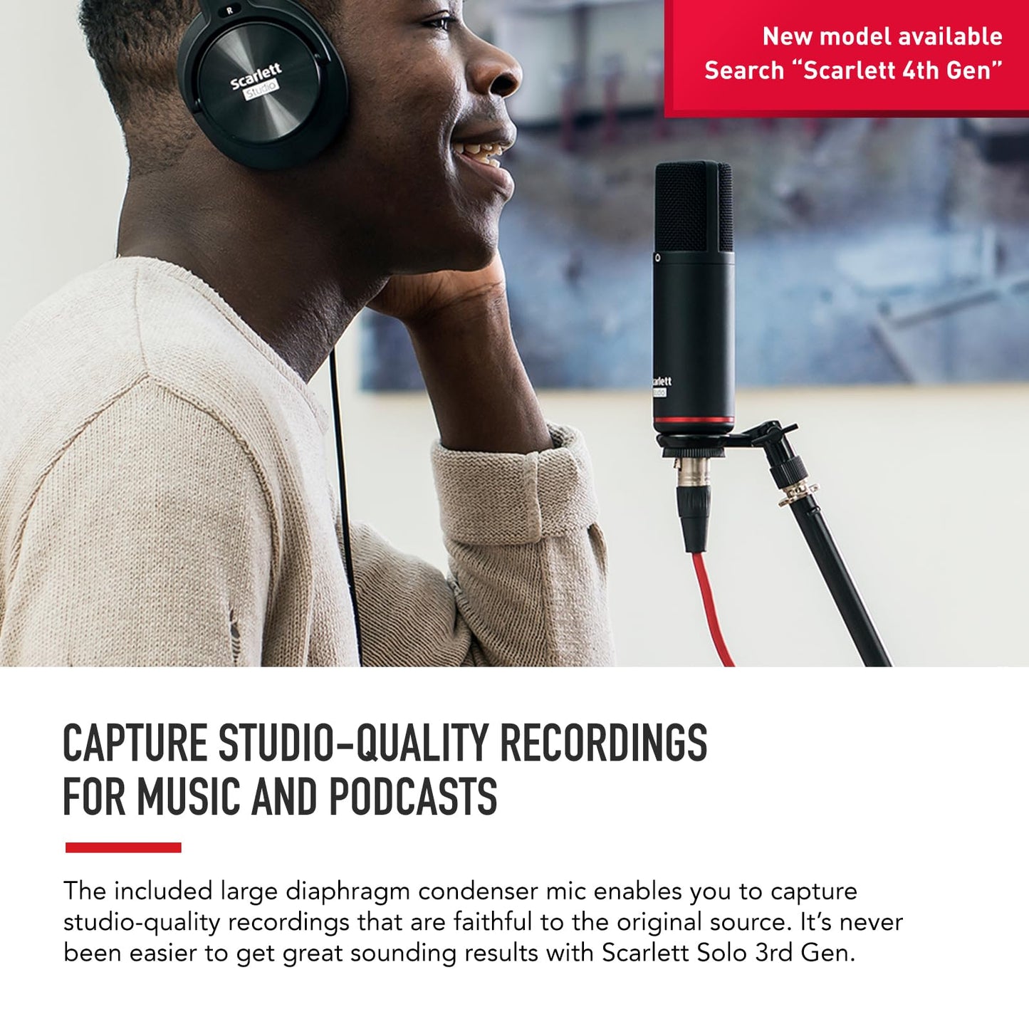 Focusrite Scarlett Solo Studio 4th Gen USB Audio Interface Bundle for the Songwriter, Guitarist or Vocalist with Condenser Microphone and Headphones for Recording, Songwriting, and Podcasting