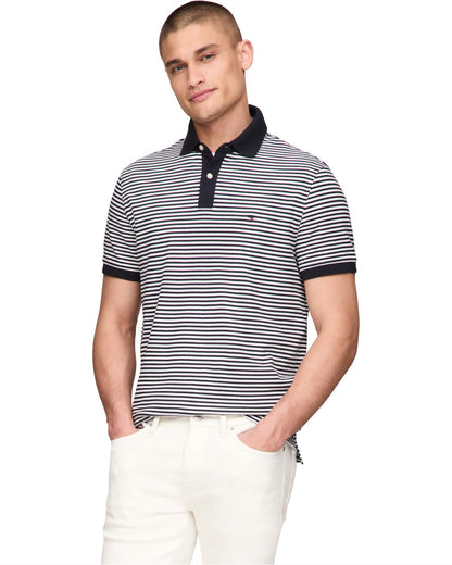 Tommy Hilfiger Men's Short Sleeve Polo Shirts in Slim Fit with Stretch and Organic Pique Cotton