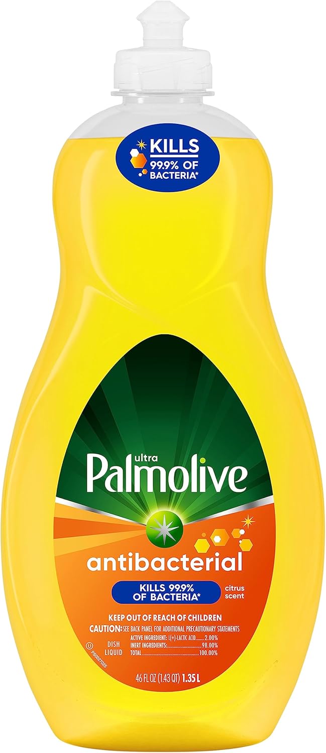 Palmolive Ultra Antibacterial Liquid Dish Soap, Citrus Lemon Scent, 46 Ounce, 1 Pack