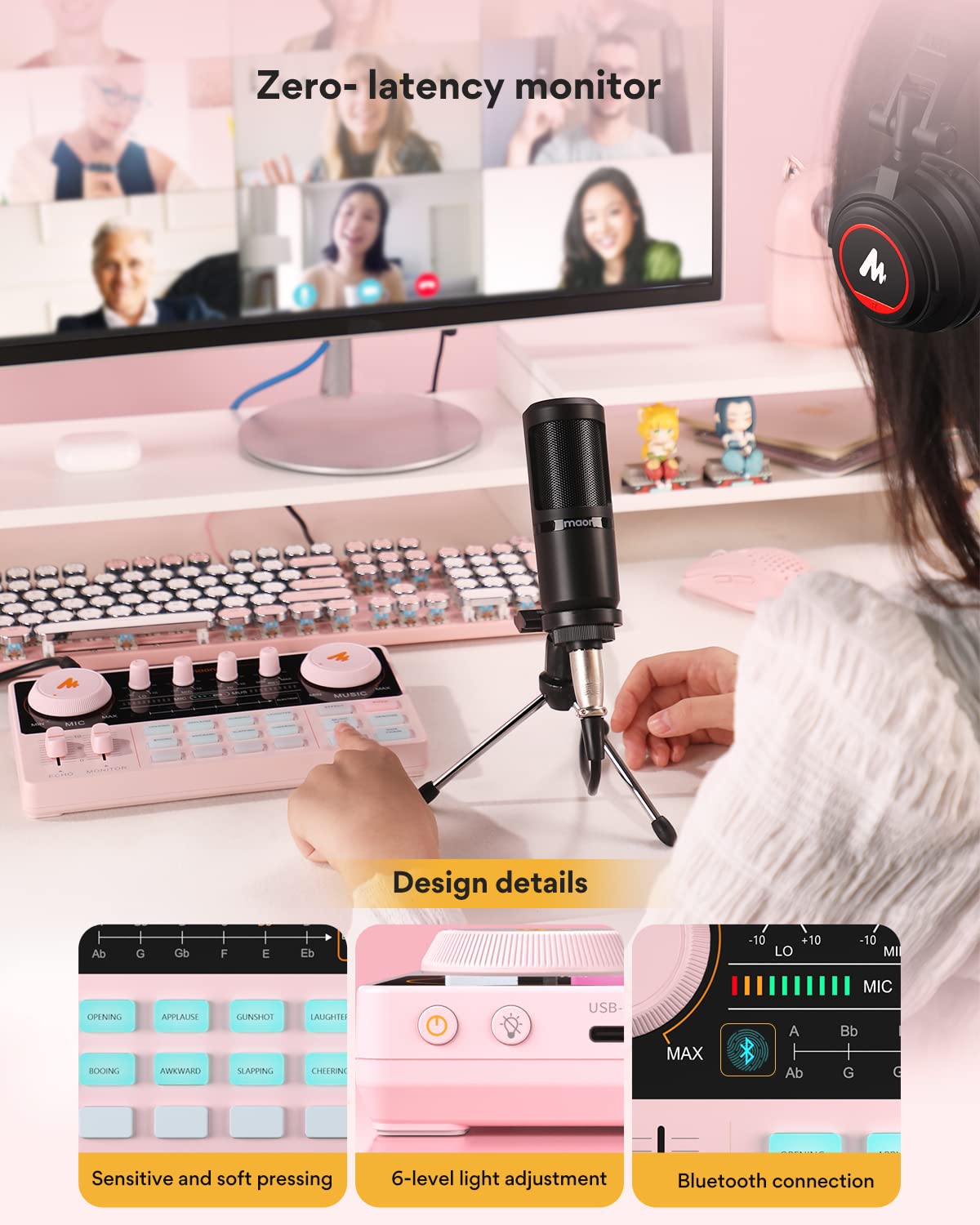 MAONO Podcast Equipment Bundle Audio mixer All-in-One Podcast Production Studio with 3.5mm Microphone for Live Streaming, Podcast Recording, PC, Smartphone, DJ MaonoCaster Lite (AU-AM200-S1)