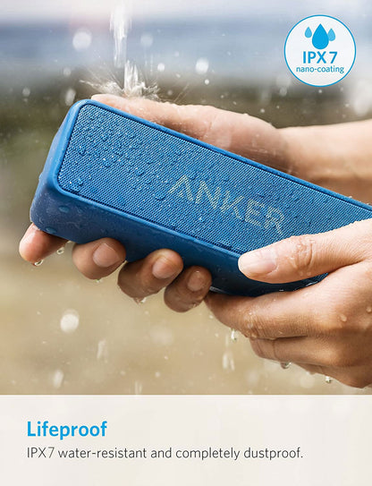 Anker Soundcore 2 Portable Bluetooth Speaker with IPX7 Waterproof, 24-Hour Playtime, Wireless Stereo Pairing, 12W Stereo Sound, Bluetooth 5, Bassup, Electronics for Home, Shower, Outdoors, Travel