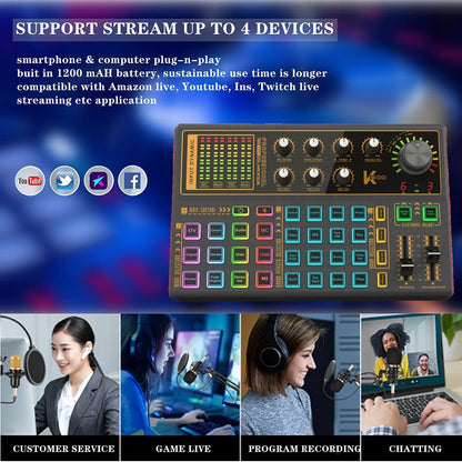 Podcast Equipment Bundle, BM-800 Recording Studio Package with Voice Changer, Live Sound Card - Audio Interface for Laptop Computer Vlog Living Broadcast Live Streaming YouTube TikTok (AM100-V8)