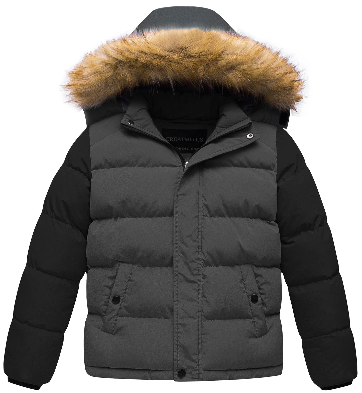 CREATMO US Boy's Water Resistant Winter Coats Warm Fleece Lined Outwear Windbreaker Ski Jacket