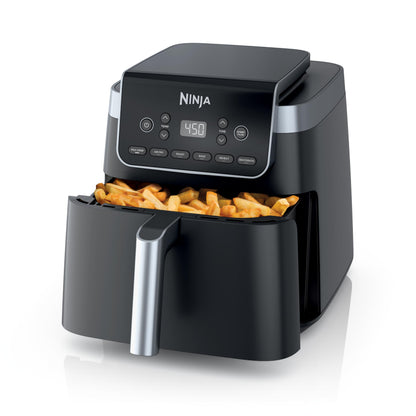 Ninja Air Fryer Pro 4-in-1 with 5 QT Capacity, Air Fry, Roast, Reheat, Dehydrate, Air Crisp Technology with 400F for hot, 120 Volts, Nonstick Basket & Crisper Plate, Grey, AF141