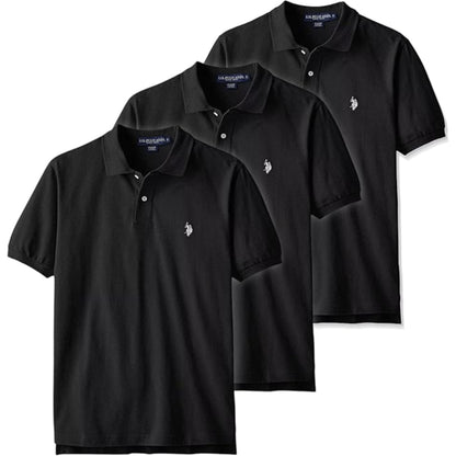 U.S. Polo Assn. Men's Classic Polo Shirt, Two-Button Closure Pique Polo Shirt, Summer Fashion Golf Shirt