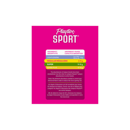 Playtex Sport Tampons Multipack (24ct Regular/24ct Super), Fragrance-Free - 48ct | Tampons Regular and Super, Playtex Tampon Multipack, Feminine Care with 360 Leak Defense