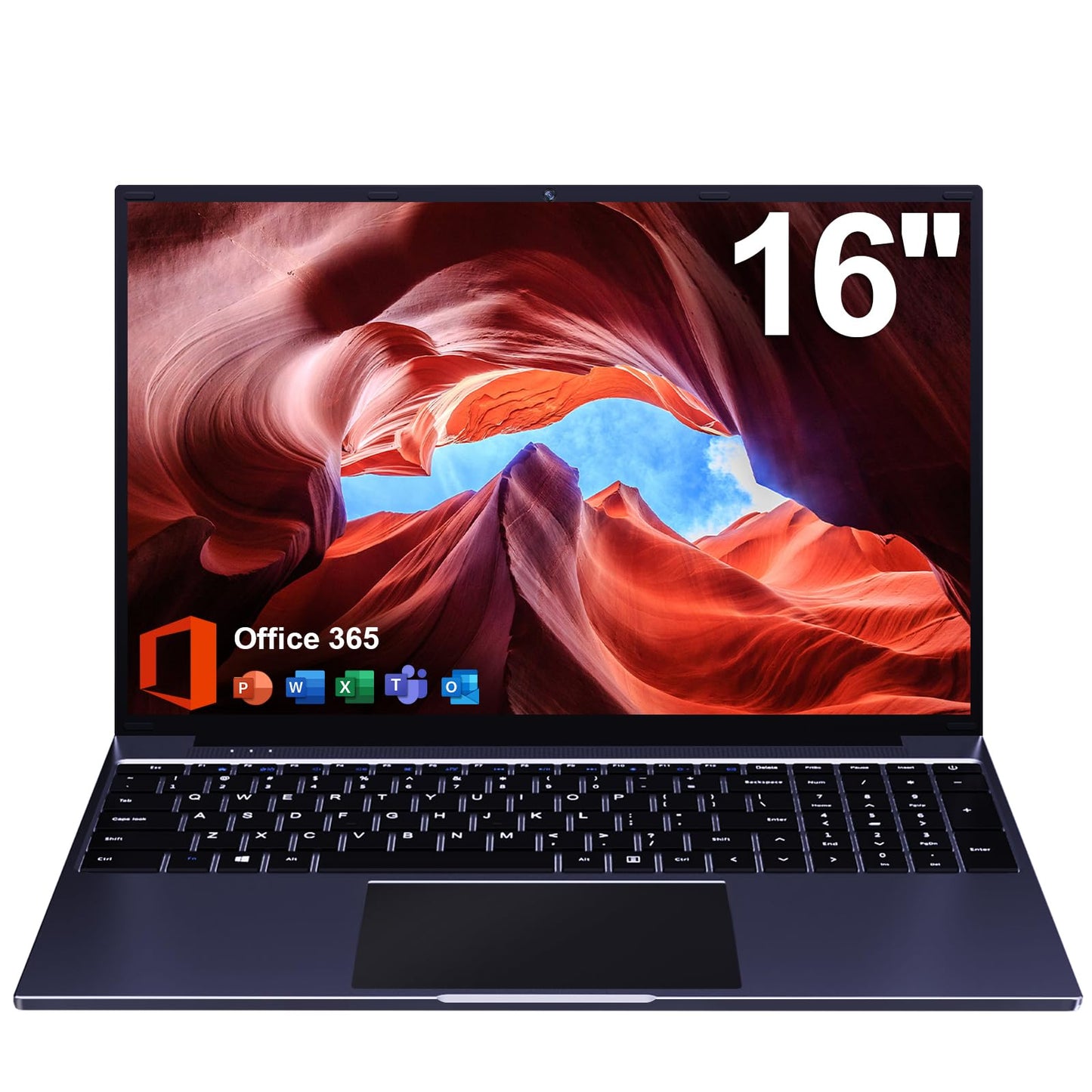 16 inch Laptop, 12GB RAM 256GB Storage Laptop Computer, 5305U Processor, 1920x1200 IPS FHD Display, WiFi, Bluetooth, Webcam, Type-C, 38Wh Battery