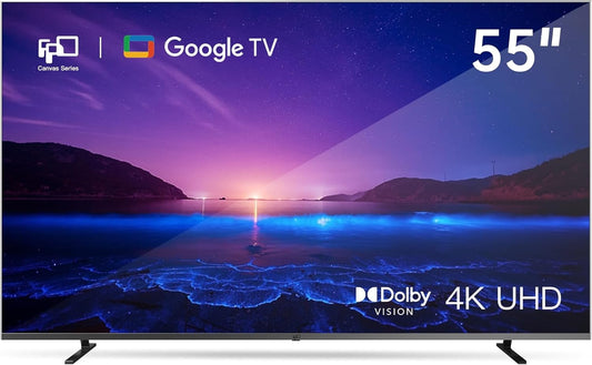 FPD 55-inch Smart TV Google TV 4K UHD with Google Play and Google Cast Built-in, HDR 10, Dolby Vision Dolby Atmos, MEMC, Voice Remote, Stream Live TV(Canvas-Series, CG55-C1, 2024 Model)