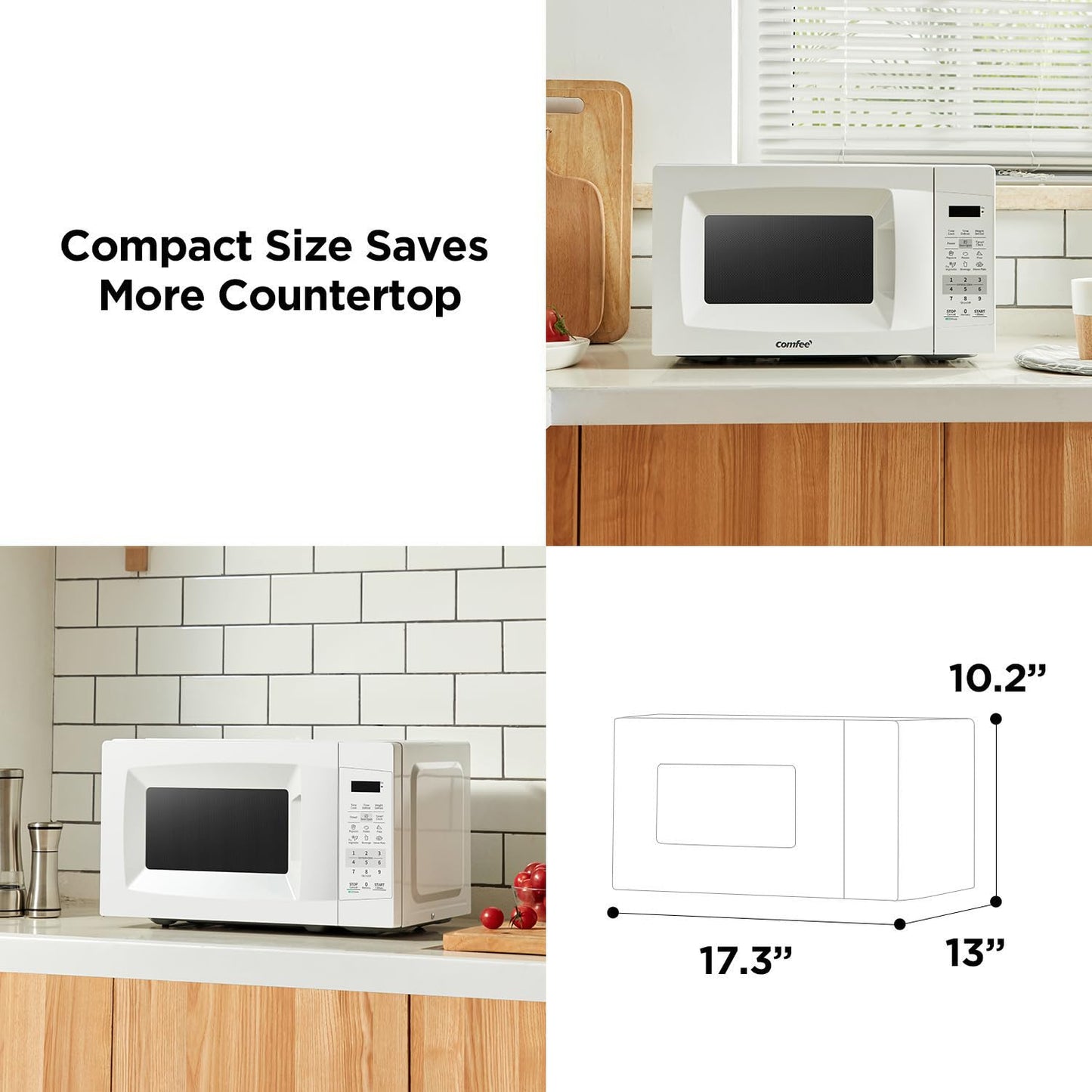 Comfee EM720CPL-PMB Countertop Microwave Oven with Sound On/Off, ECO Mode and Easy One-Touch Buttons, 0.7 Cu Ft, Black