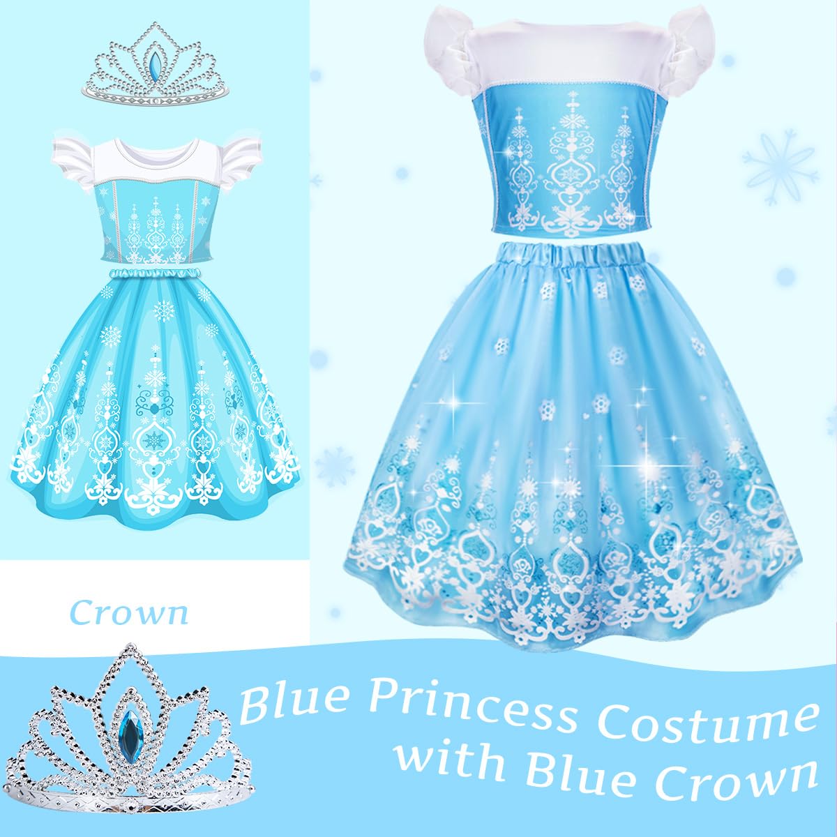 Meland Princess Dress Up - Dress Up Clothes for Girls with Toys Birthday Gift for Toddler Girls 3,4,5,6,7,8 Years