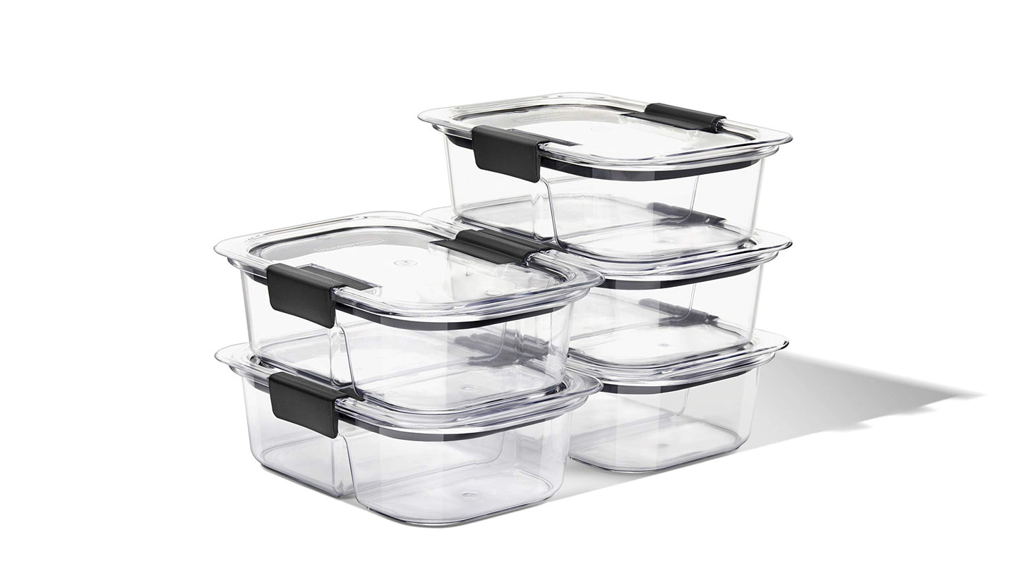 Rubbermaid Brilliance Food Storage Containers, BPA Free, Airtight Lids, Ideal for Lunch, Meal Prep & Leftovers, Set of 5 (3.2 Cup)