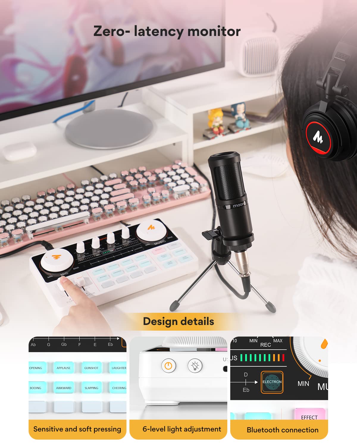 MAONO Podcast Equipment Bundle Audio mixer All-in-One Podcast Production Studio with 3.5mm Microphone for Live Streaming, Podcast Recording, PC, Smartphone, DJ MaonoCaster Lite (AU-AM200-S1)