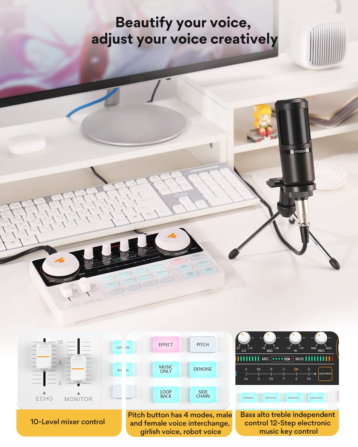 MAONO Podcast Equipment Bundle Audio mixer All-in-One Podcast Production Studio with 3.5mm Microphone for Live Streaming, Podcast Recording, PC, Smartphone, DJ MaonoCaster Lite (AU-AM200-S1)