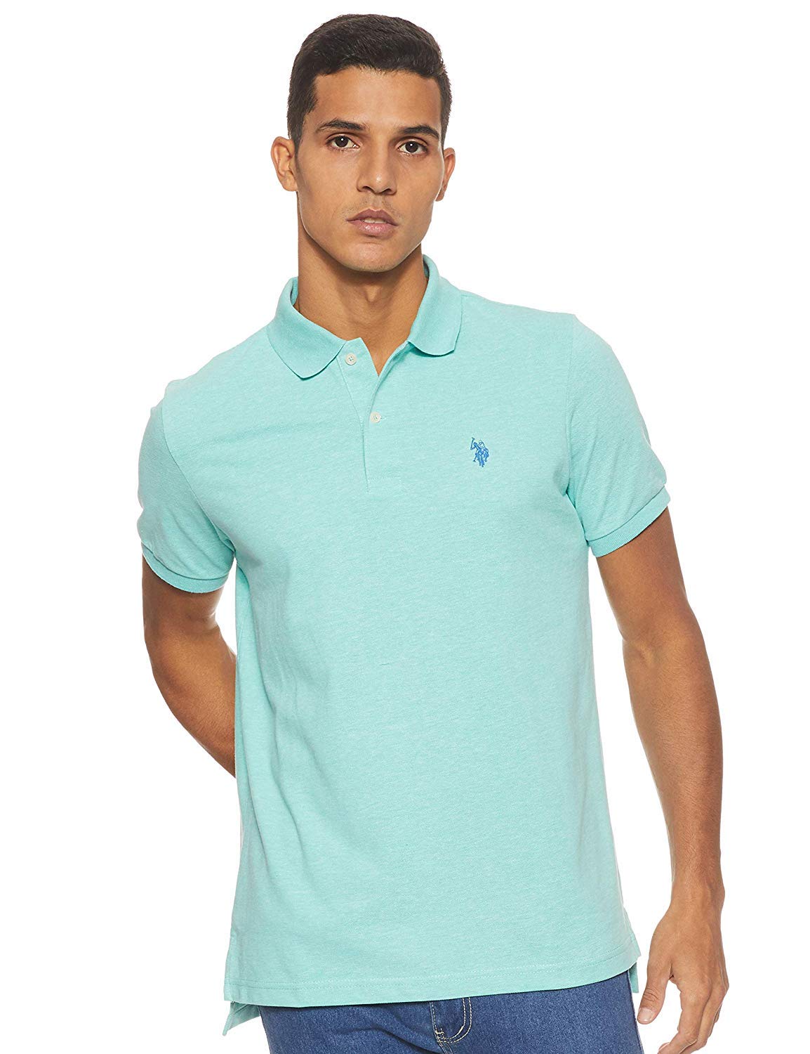 U.S. Polo Assn. Men's Classic Polo Shirt, Two-Button Closure Pique Polo Shirt, Summer Fashion Golf Shirt