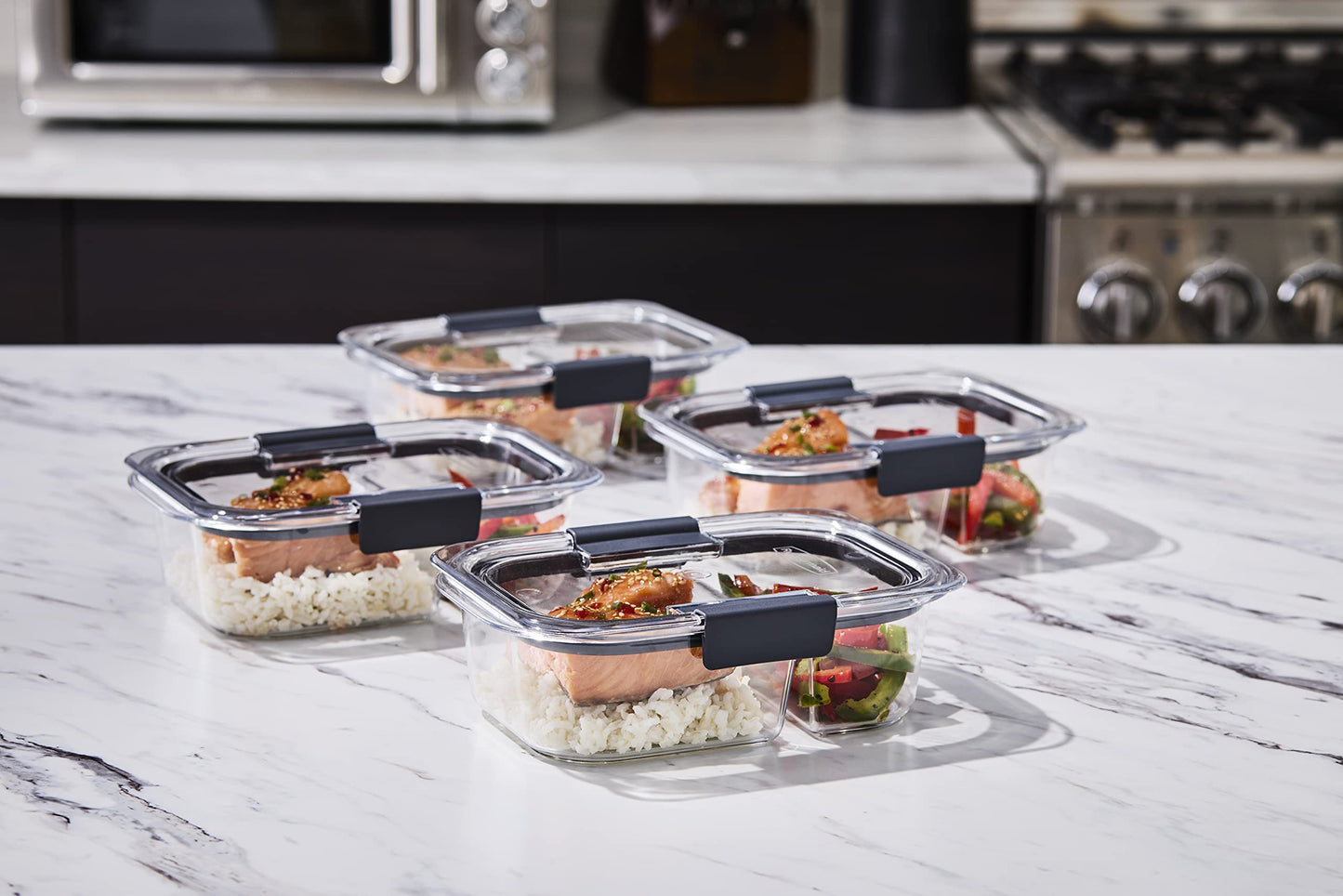 Rubbermaid Brilliance Food Storage Containers, BPA Free, Airtight Lids, Ideal for Lunch, Meal Prep & Leftovers, Set of 5 (3.2 Cup)