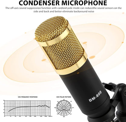 SINWE Podcast Microphone Bundle, BM-800 Condenser Mic with Live Sound Card Kit, Podcast Equipment Bundle with Voice Changer and Mixer Functions for PC Smartphone Studio Recording & Broadcasting