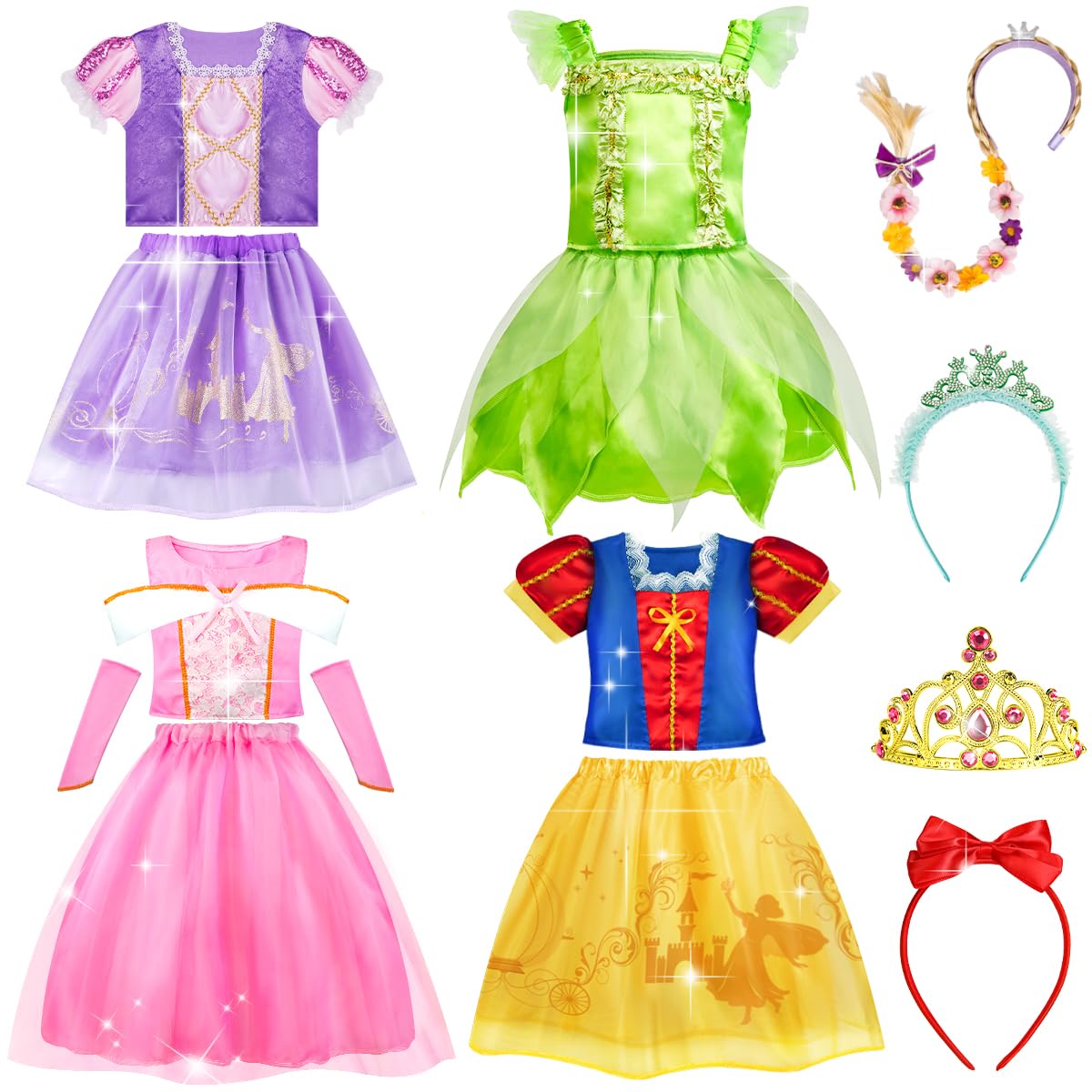 Meland Princess Dress Up - Dress Up Clothes for Girls with Toys Birthday Gift for Toddler Girls 3,4,5,6,7,8 Years