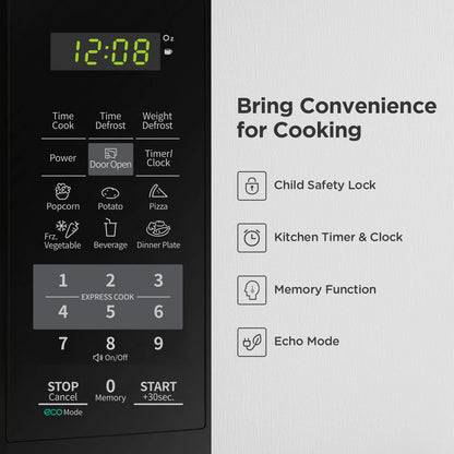 Comfee EM720CPL-PMB Countertop Microwave Oven with Sound On/Off, ECO Mode and Easy One-Touch Buttons, 0.7 Cu Ft, Black