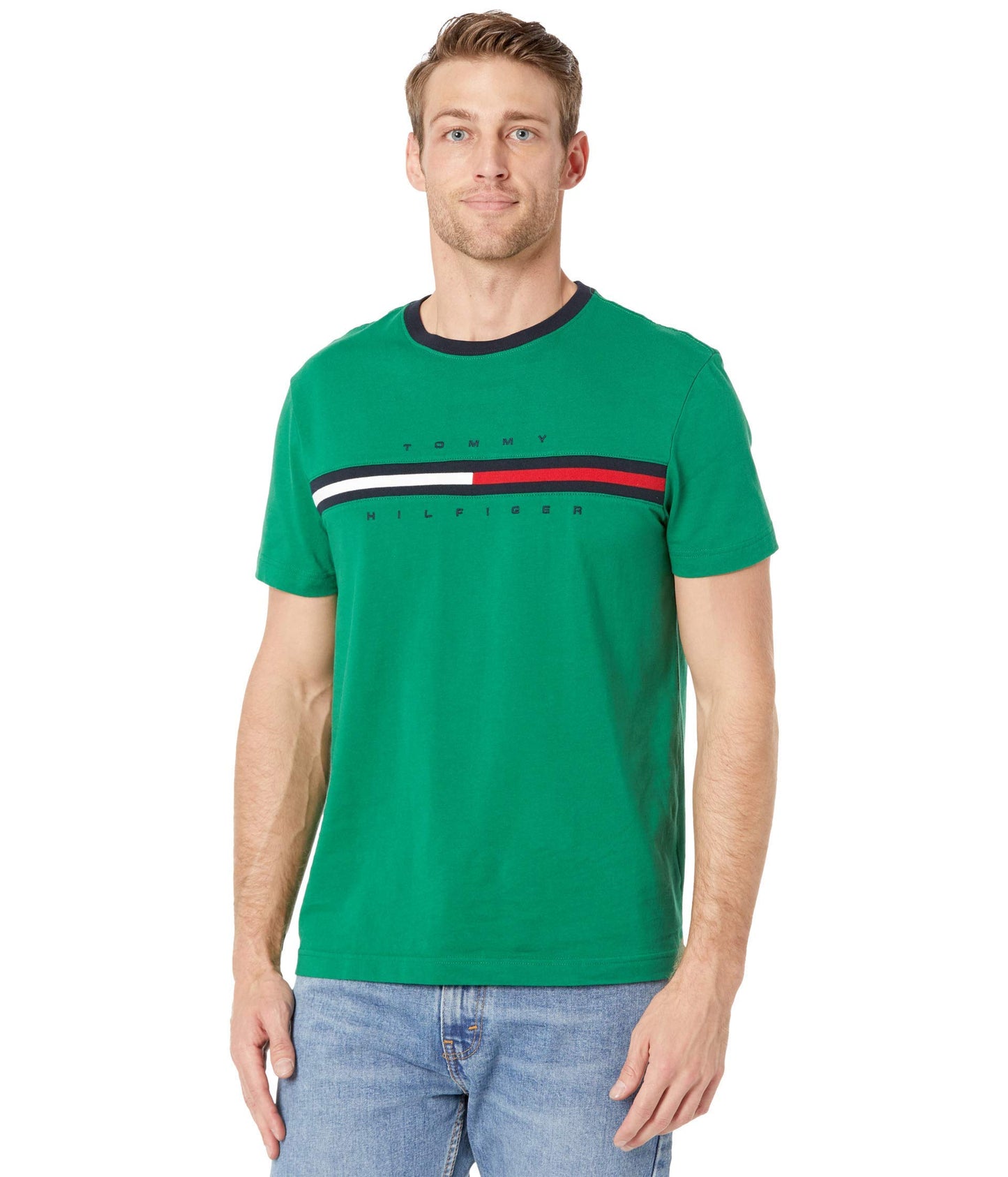 Tommy Hilfiger Men's Short Sleeve Signature Stripe Graphic T-shirt