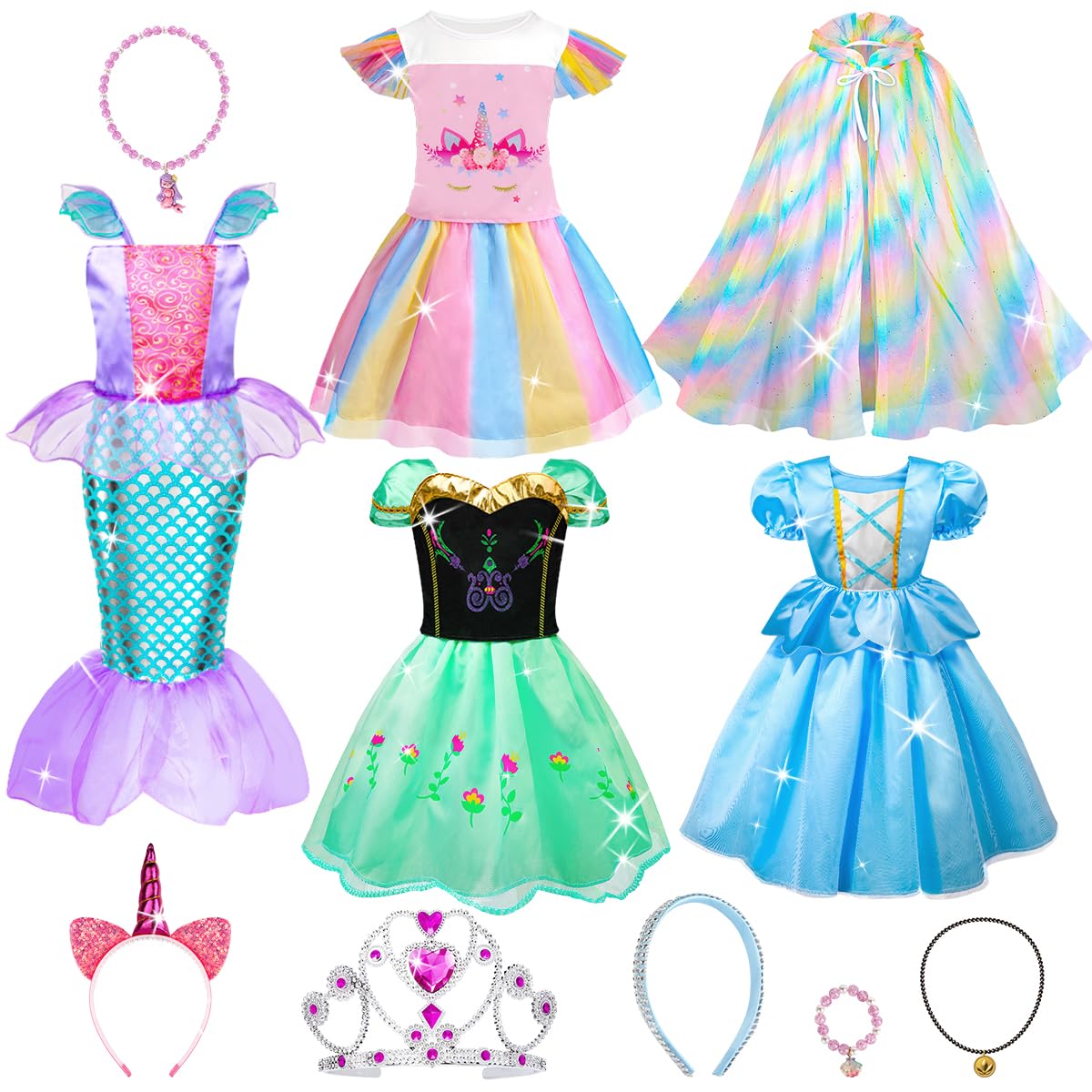 Meland Princess Dress Up - Dress Up Clothes for Girls with Toys Birthday Gift for Toddler Girls 3,4,5,6,7,8 Years