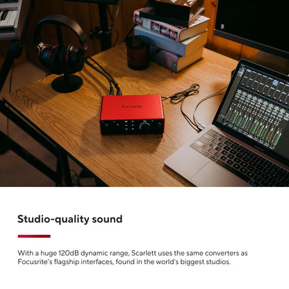 Focusrite Scarlett Solo Studio 4th Gen USB Audio Interface Bundle for the Songwriter, Guitarist or Vocalist with Condenser Microphone and Headphones for Recording, Songwriting, and Podcasting