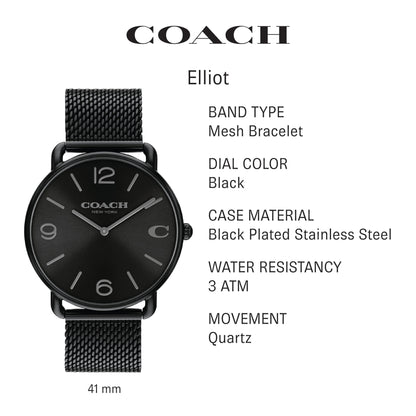 Coach Elliot Men's Watch| Contemporary Elegance with Signature Detailing | Fashion Timepiece for Everyday Wear